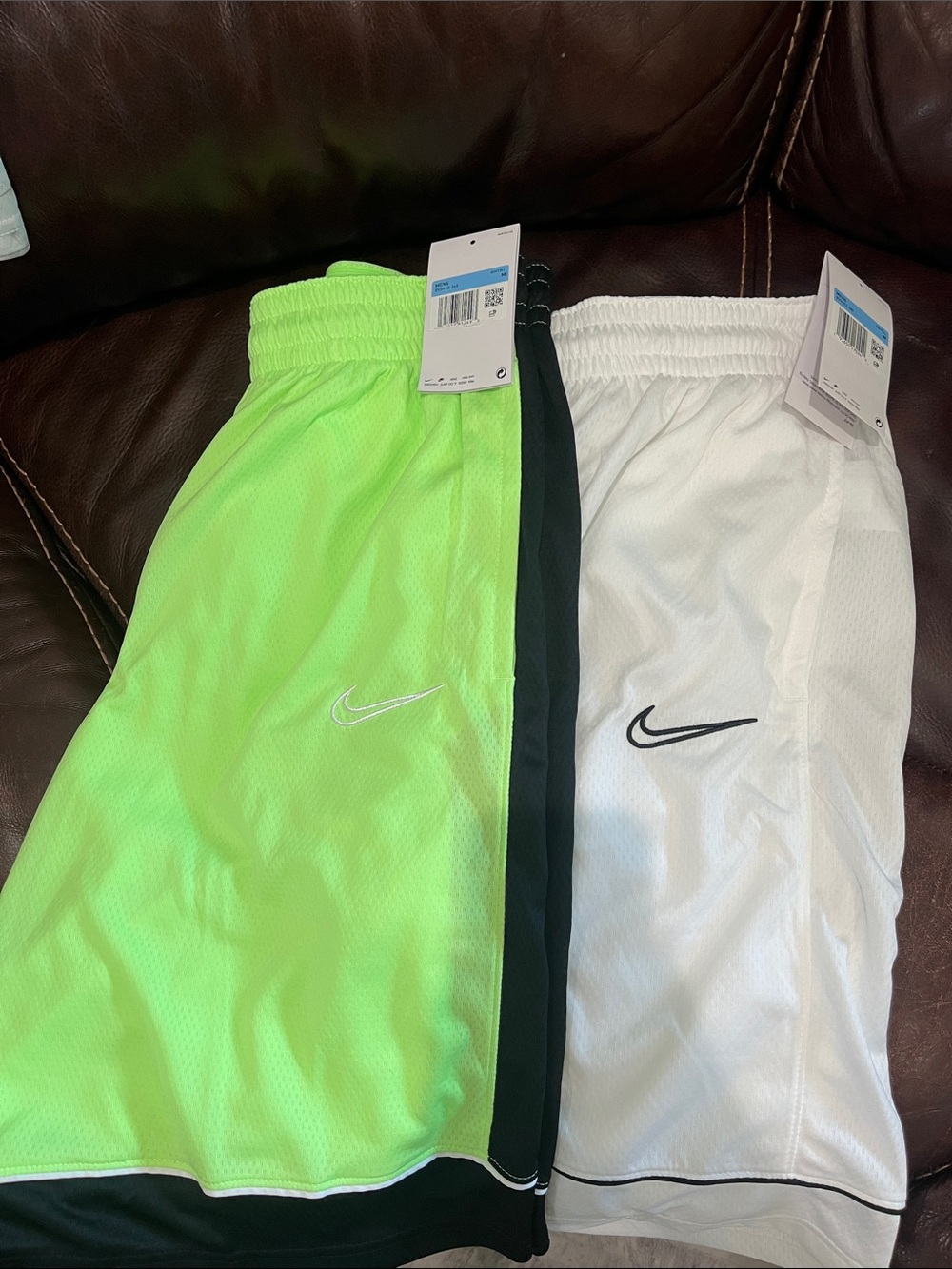 Nike Men's Mesh Athletic Shorts - Neon Green & White